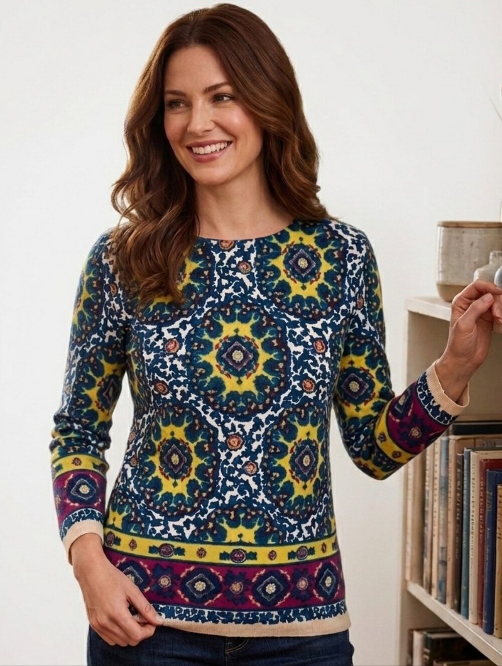 Talbots Merino Wool Multicolor Crewneck Sweater size MP